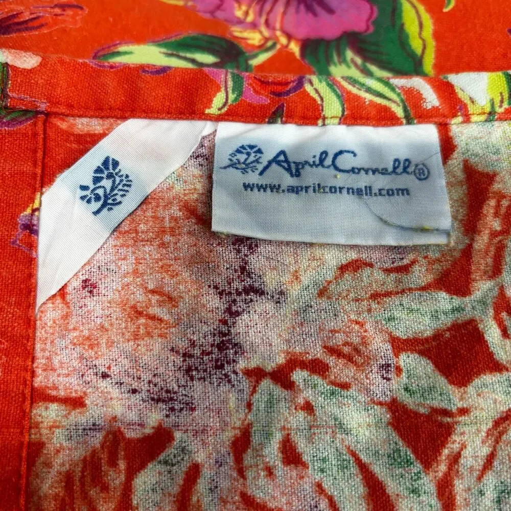 April Cornell cotton table runner orange green purple & yellow floral cottage